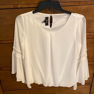 White Flowy Blouse with Cinched Hem